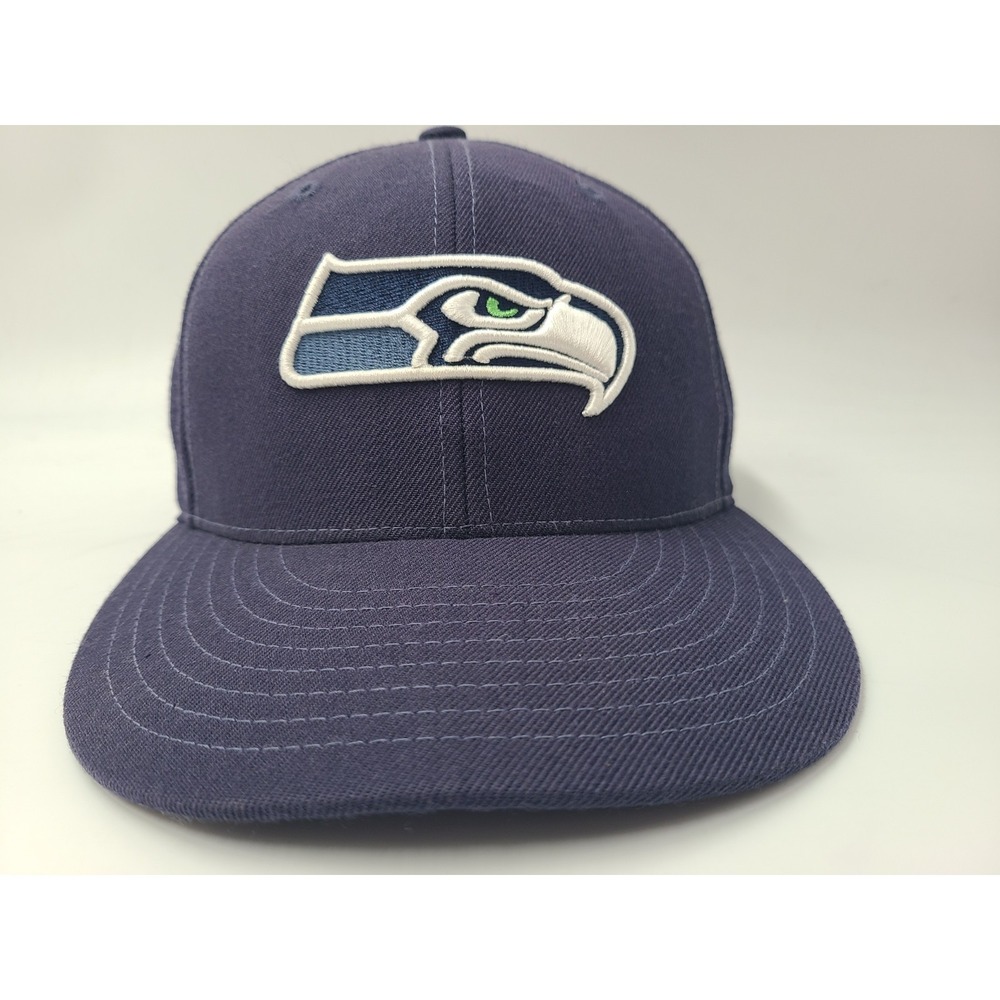 Seattle Seahawks Reebok Fitted 7 7/8 Hat Cap Wool Men Women NFL Football Blue - Picture 2 of 14